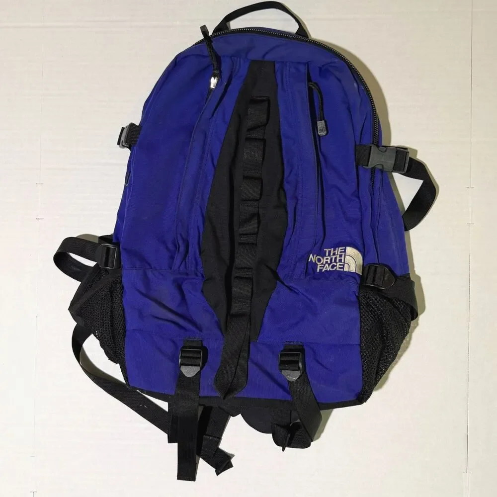 Vintage 90s The North Face Hiking Backpack, Black Royal Blue Outdoor Daypack